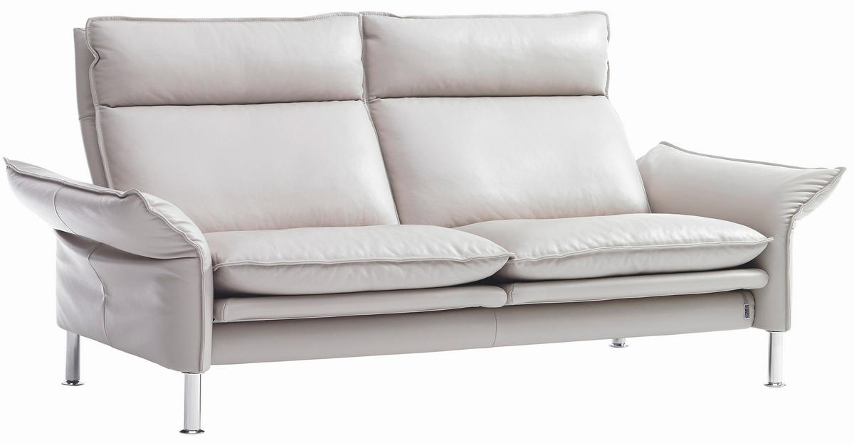 2-SITZER-SOFA Beige Echtleder  - Chromfarben/Beige, KONVENTIONELL, Leder/Metall (176/93/88cm) - Erpo