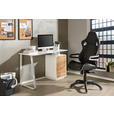 SCHREIBTISCH 140/44-60/76 cm  in Weiß, Eichefarben  - Eichefarben/Weiß, Design, Holzwerkstoff/Metall (140/44-60/76cm) - Xora