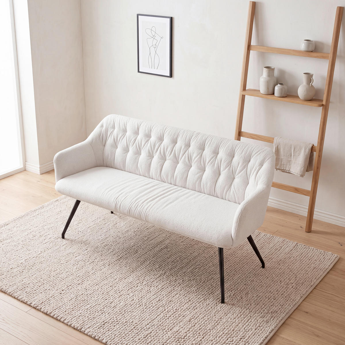 KLOP, kovina, tekstil krem barve, črna  - črna/krem barve, Design, kovina/tekstil (159/82/62cm) - Stylife