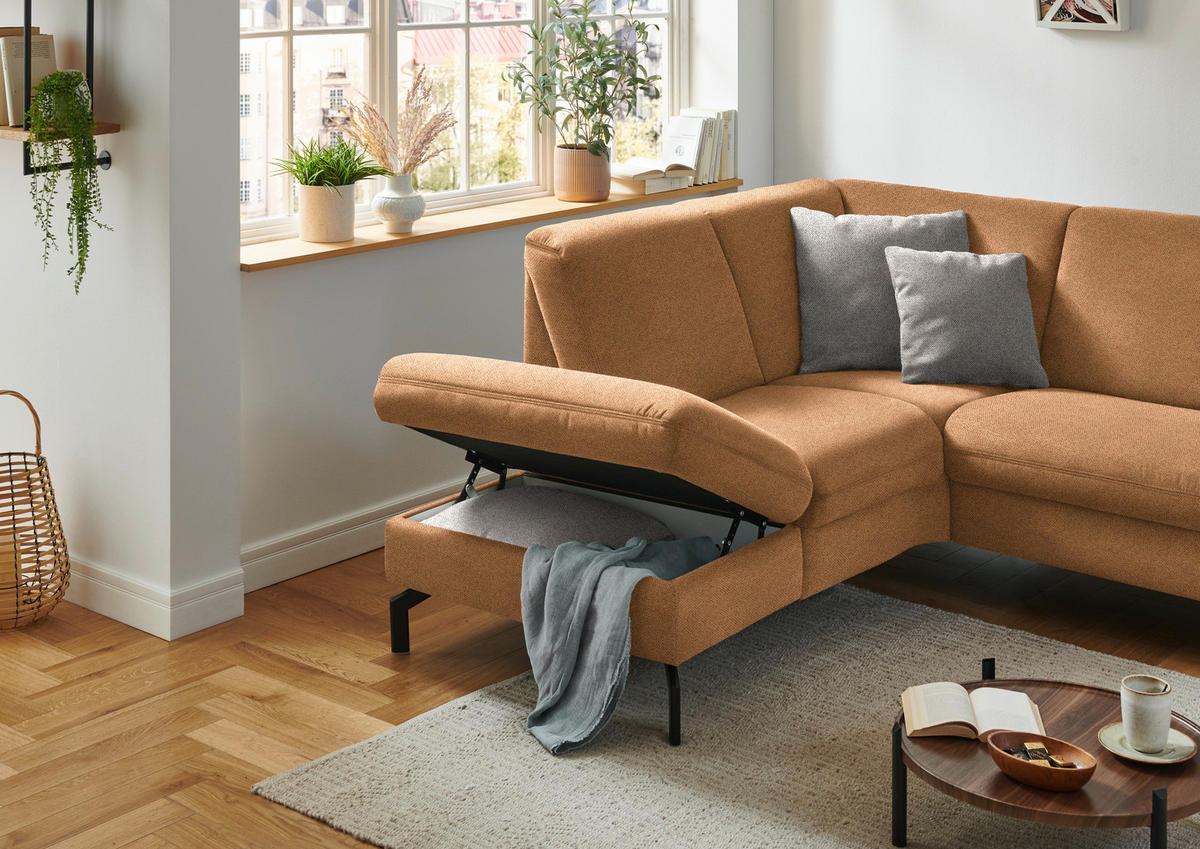ECKSOFA in Flachgewebe Gelb  - Gelb/Schwarz, Konventionell, Textil/Metall (190/241cm) - Beldomo Comfort