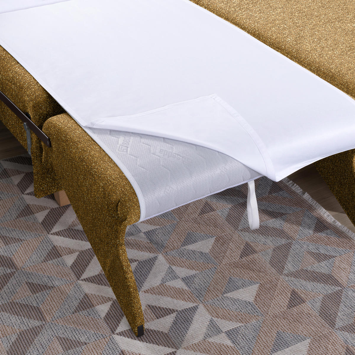 ECKSOFA  in Mikrovelours Senfgelb  261/203 cm  - Eichefarben/Senfgelb, KONVENTIONELL, Holz/Textil (261/203cm) - Sedda