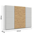 SCHWEBETÜRENSCHRANK  in Eiche Artisan, Seidengrau  - Seidengrau/Alufarben, KONVENTIONELL, Holzwerkstoff/Metall (315/229/62cm) - Xora
