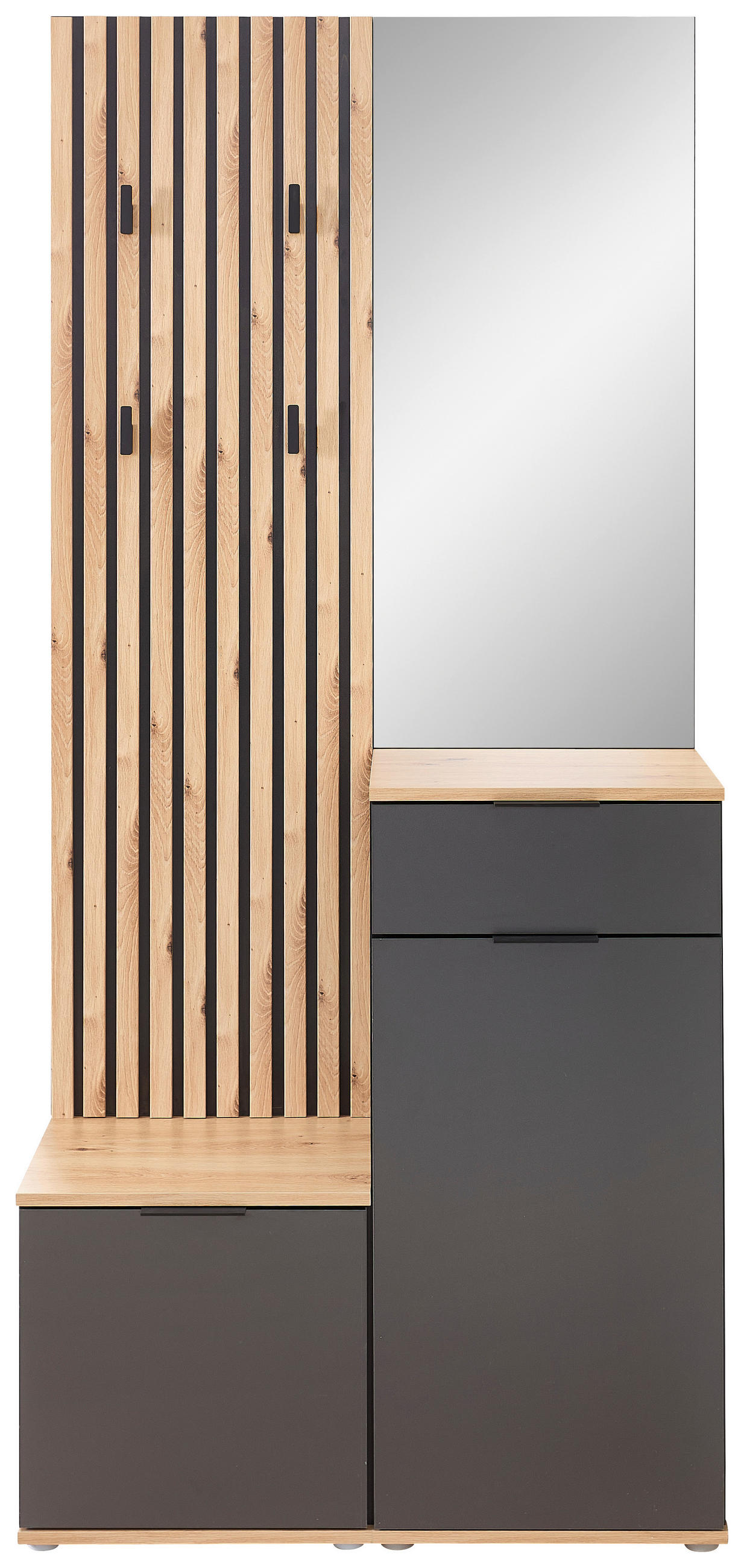 HALLMÖBEL 4 delar i 88/195/35 cm antracit, ek Artisan 195/88/35 cm