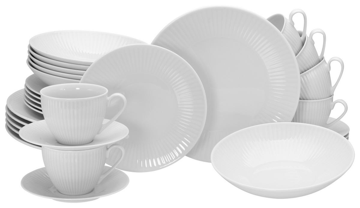 KOMBISERVICE Weiß Valencia 30-teilig 6 Personen  - Weiß, Design, Keramik - Creatable