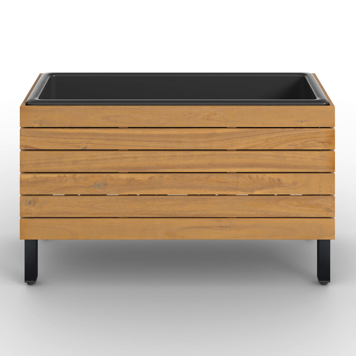 UZDIGNUTA LEJA - boja akacije/crna, Moderno, drvo/metal (69/41/26cm) - Bessagi Garden