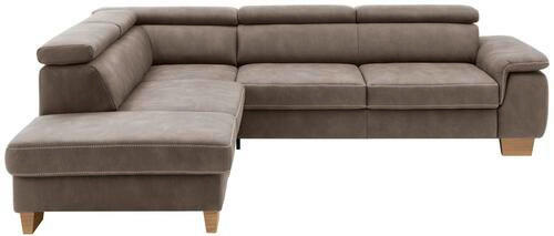 ECKSOFA in Mikrofaser Braun  - Eichefarben/Beige, Natur, Holz/Textil (226/273cm) - Beldomo System
