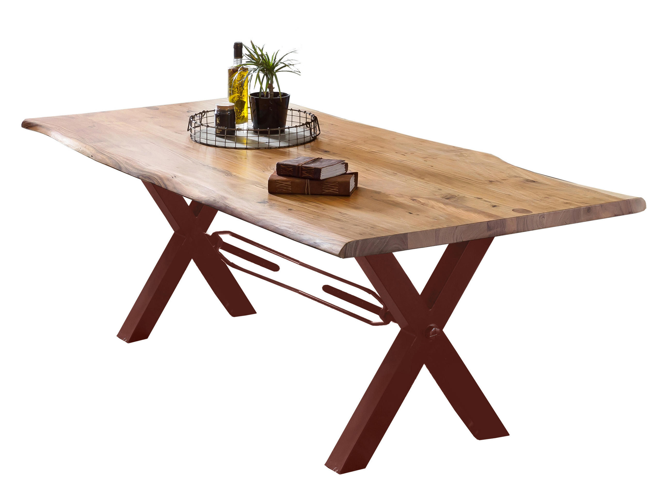ESSTISCH 240/100/78 cm Echtholz  Holz, Metall rechteckig Braun, Naturfarben  - Braun/Naturfarben, MODERN, Holz/Metall (240/100/78cm) - MID.YOU
