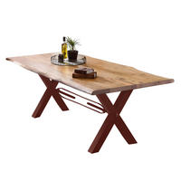 ESSTISCH 220/100/78 cm Echtholz  Holz, Metall rechteckig Braun, Naturfarben  - Braun/Naturfarben, MODERN, Holz/Metall (220/100/78cm) - MID.YOU