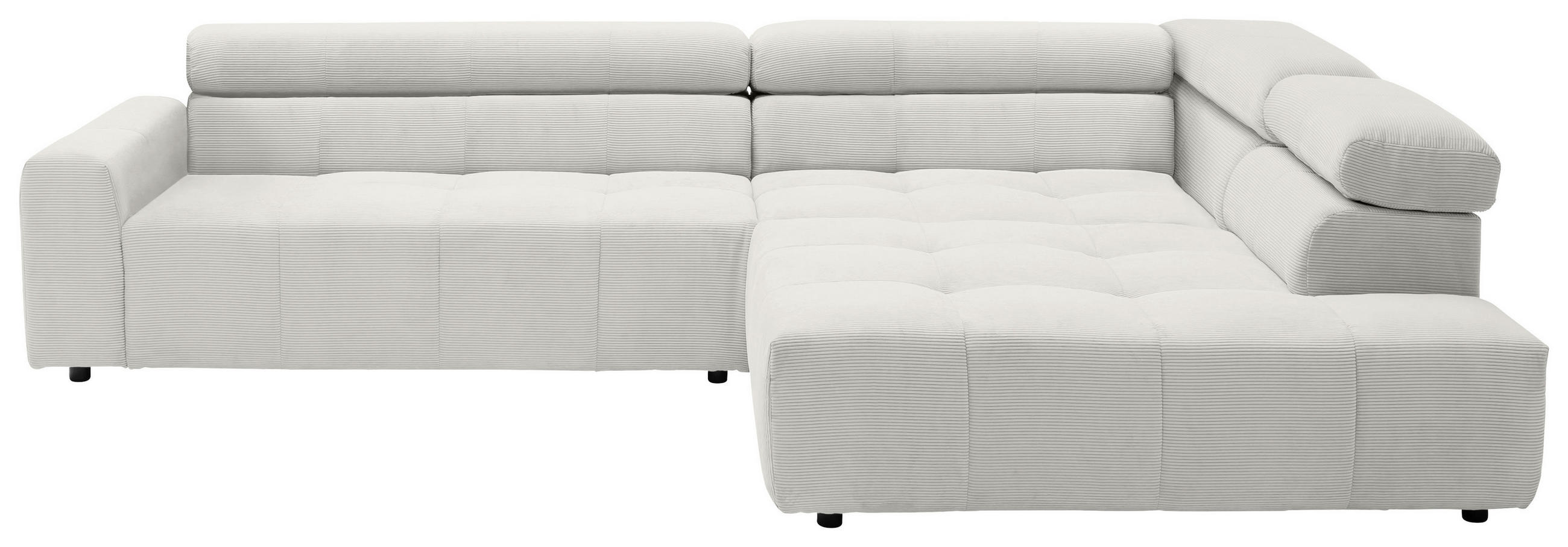 ECKSOFA Weiß Feincord  - Schwarz/Weiß, KONVENTIONELL, Kunststoff/Textil (311/219cm) - Hom`in
