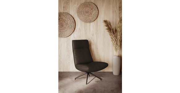 SESSEL in Echtleder Taupe - Taupe/Schwarz, MODERN, Leder/Metall (74/105/92cm) - Johann Jakob
