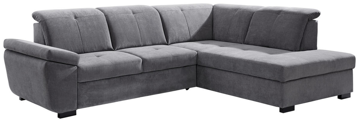 ECKSOFA inkl.Funktionen Grau Webstoff  - Schwarz/Grau, KONVENTIONELL, Holz/Textil (280/202cm) - Xora