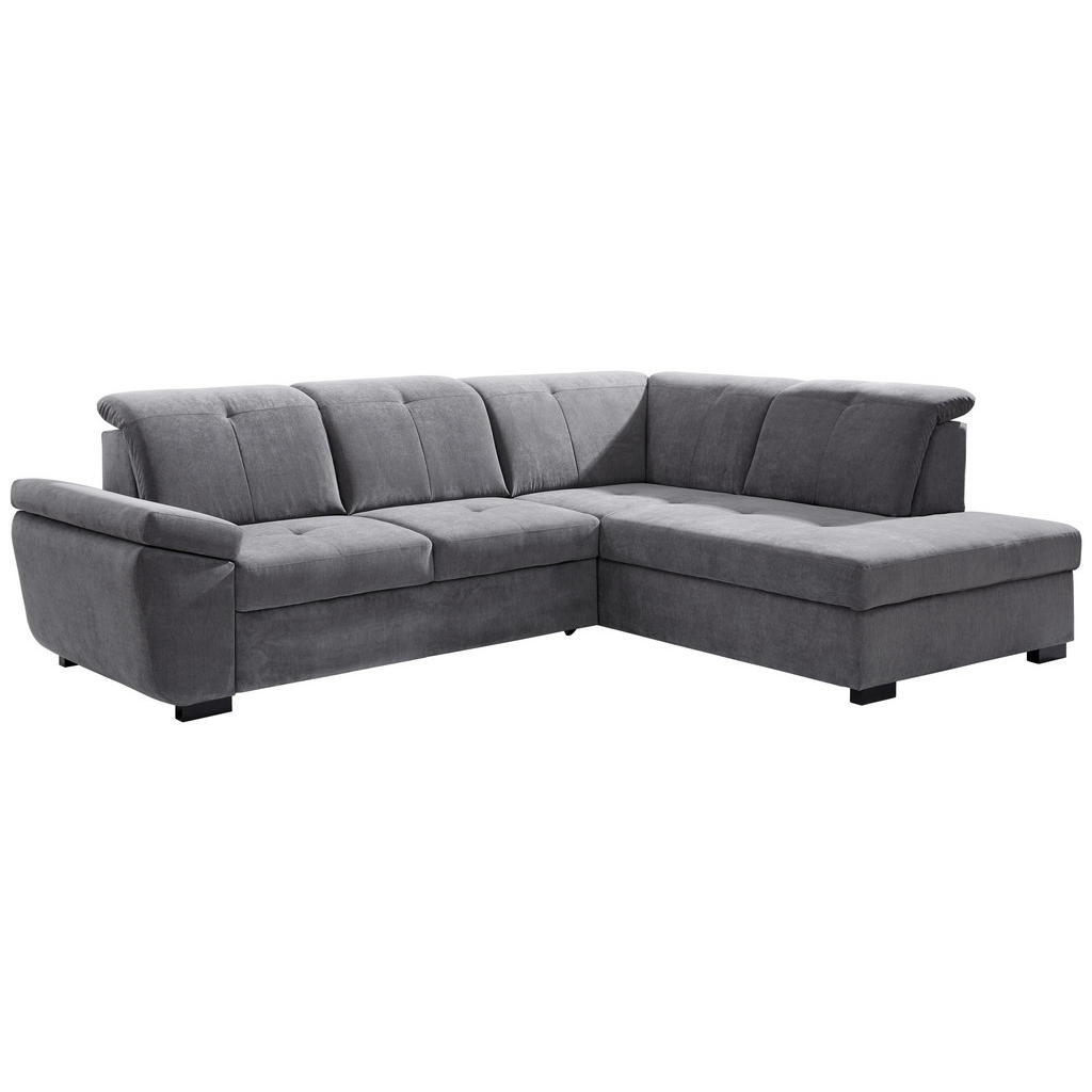 Thumbnail - Xora Ecksofa, Grau, Textil, Buche, Hartholz, Uni, 4-Sitzer, Ottomane rechts, L-Form, 280x202 cm, seitenverkehrt erhältli...