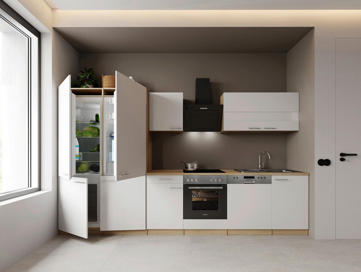Bucătărie Standard  - alb/culoare inox, Trend, metal/material pe bază de lemn (340cm) - Respekta
