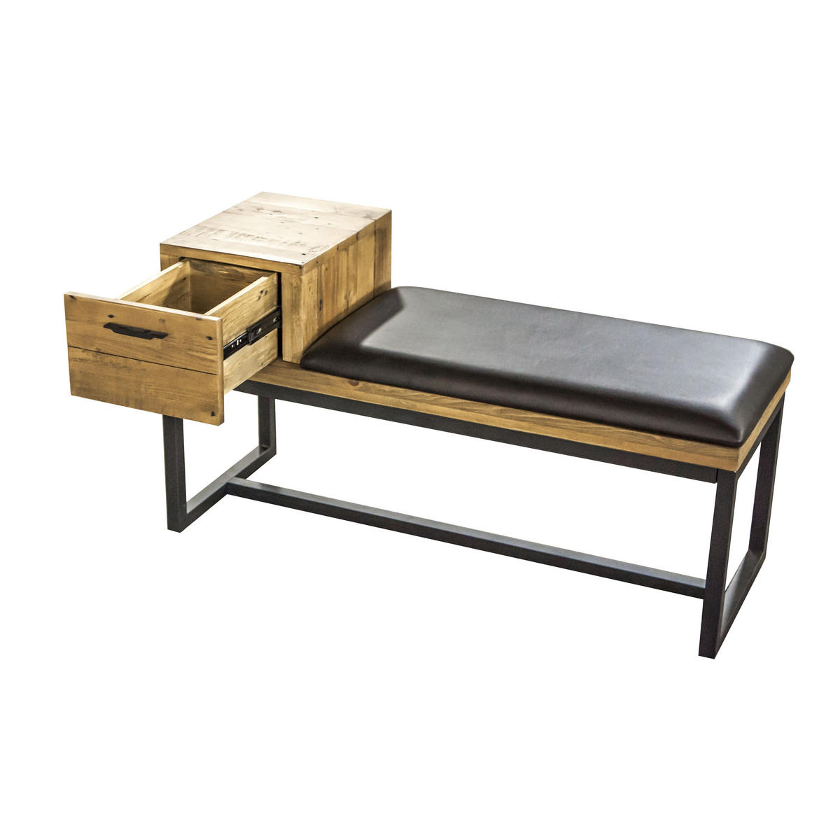 HALLBÄNK 110/59,5/41,5 cm  - svart/pinjefärg, Trend, metall/trä (110/59,5/41,5cm) - Ambia Home
