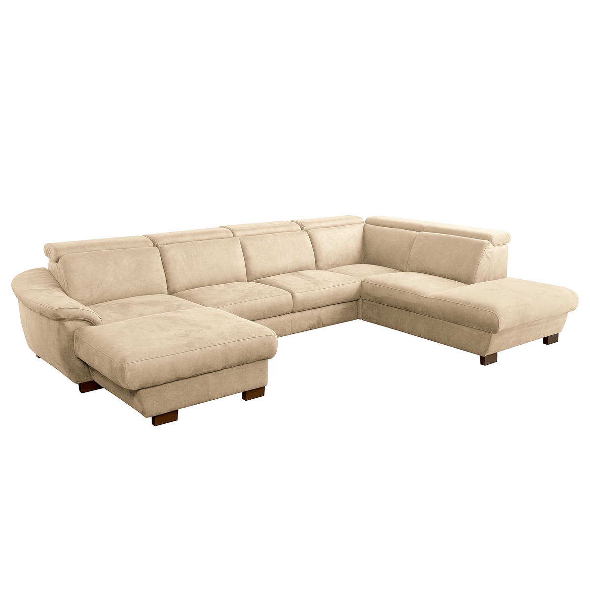WOHNLANDSCHAFT TREND in Mikrofaser Beige  - Wengefarben/Beige, Design, Holz/Textil (238/347/273cm) - Livetastic