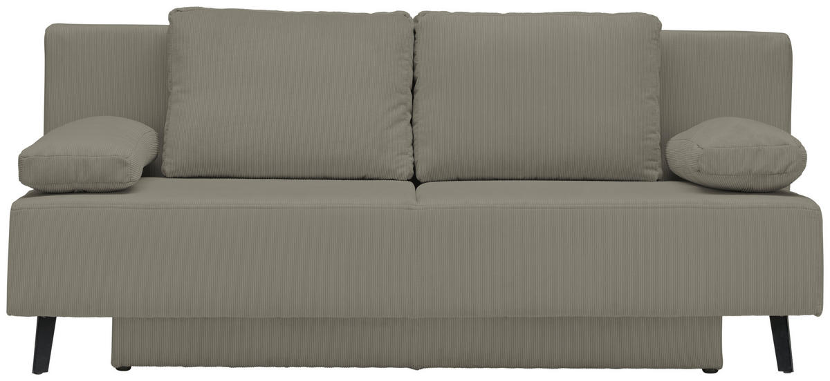 SCHLAFSOFA in Cord Taupe  - Taupe/Schwarz, MODERN, Textil/Metall (193/85/88cm) - Novel
