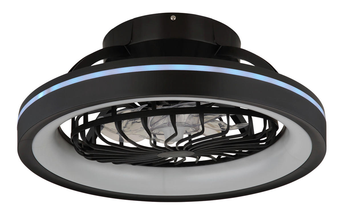 STROPNÍ VENTILÁTOR, 48/20 cm  - černá/čiré, Konvenční, plast (48/20cm) - Globo