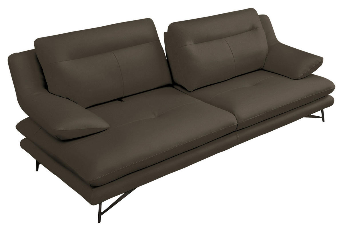 2,5-SITZER in Leder Braun  - Schwarz/Braun, Design, Leder/Metall (195/90/109cm)