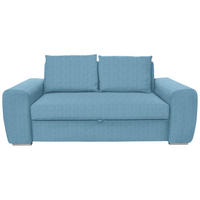 SCHLAFSOFA Hellblau Typenauswahl, Fussart wählbar, Lederauswahl, Stoffauswahl, Armteilvarianten  - Chromfarben/Hellblau, Design, Holz/Textil (199/92/97cm) - Livetastic