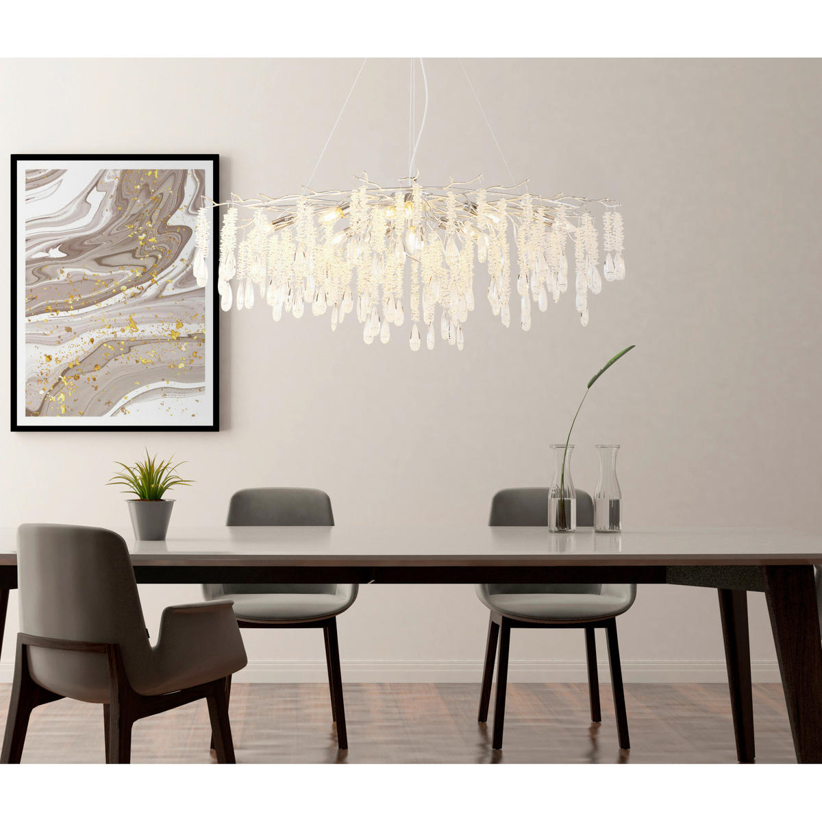 HÄNGELEUCHTE 120/50/120 cm  - Klar/Silberfarben, KONVENTIONELL, Glas/Kunststoff (120/50/120cm)