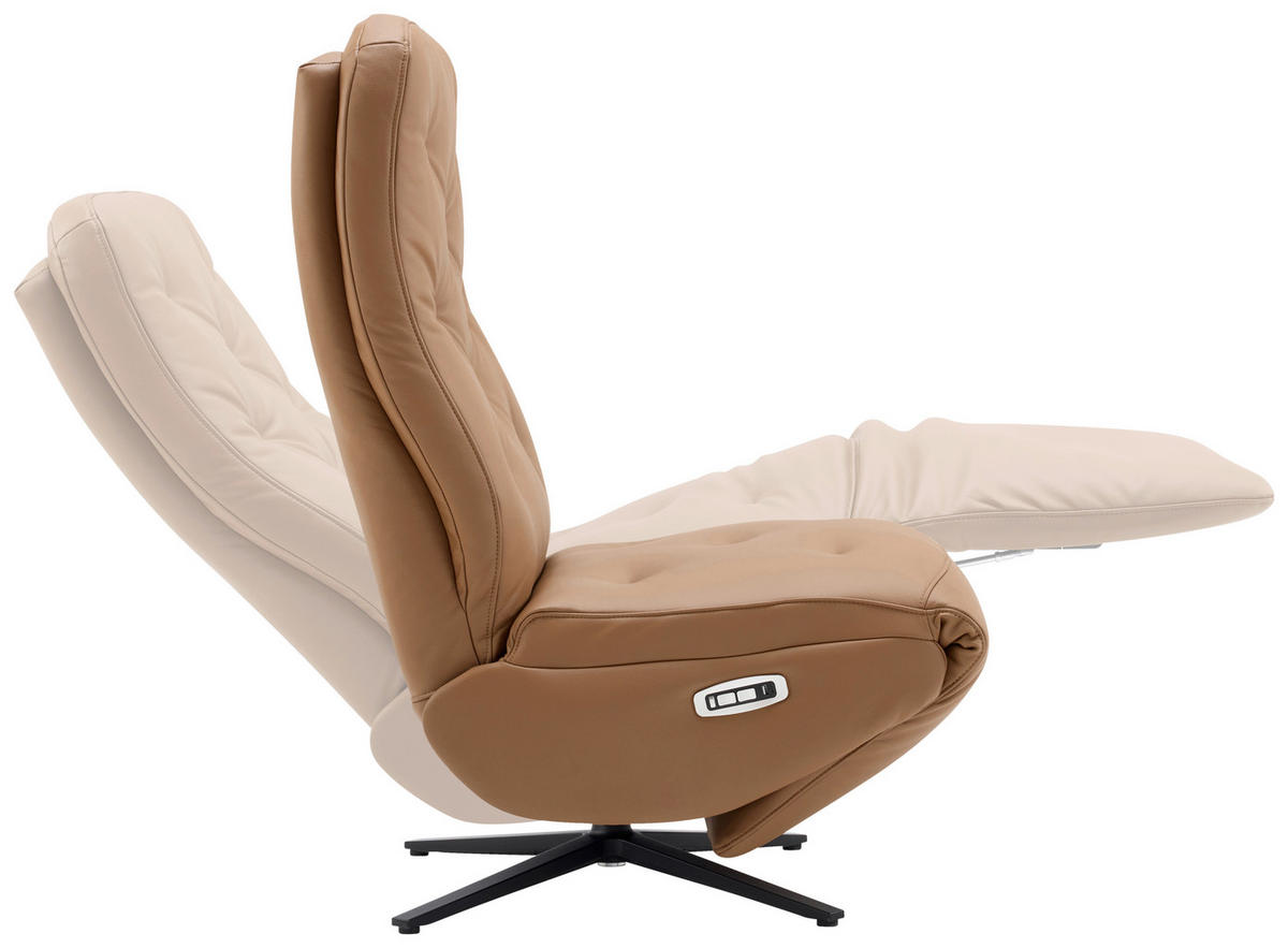 RELAXSESSEL NORA Lederlook, Mikrofaser    - Schwarz/Braun, Design, Textil/Metall (68/113/84cm) - Livetastic