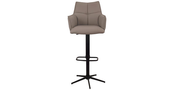 BARHOCKER Echtleder Grau, Schwarz Eisen Sitzfläche 360° drehbar - Schwarz/Grau, Design, Leder/Metall (54/96-121/56cm) - Novel