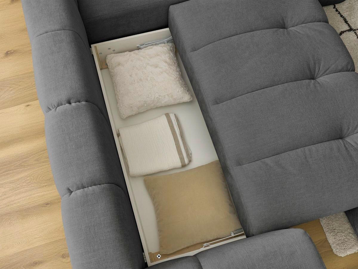 ECKSCHLAFSOFA FUJI Leinenoptik Dunkelgrau  inkl.  - Dunkelgrau/Schwarz, MODERN, Kunststoff/Textil (282/204cm)