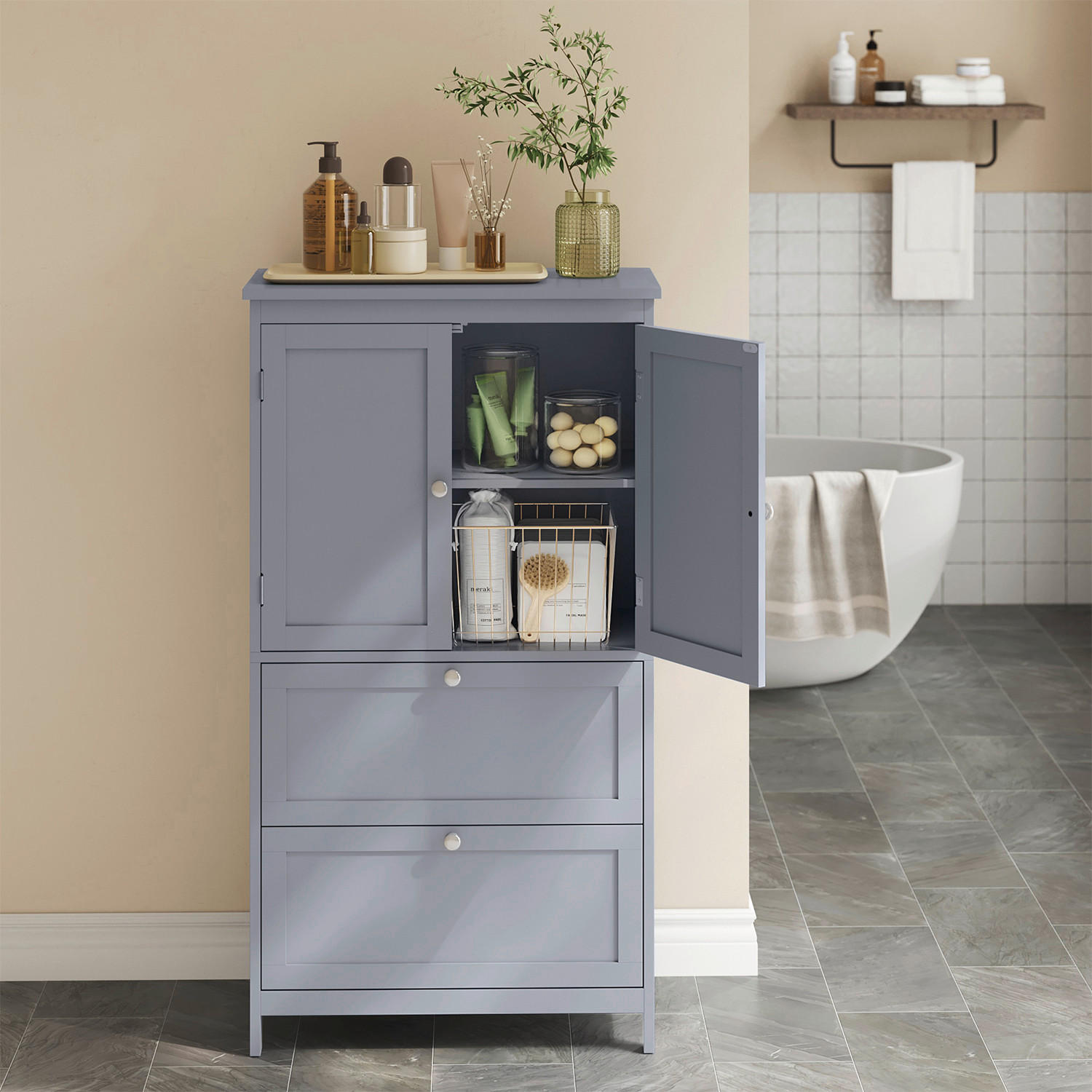 MIDISCHRANK 60/110/30 cm  - Chromfarben/Grau, MODERN, Holzwerkstoff/Metall (60/110/30cm) - MID.YOU