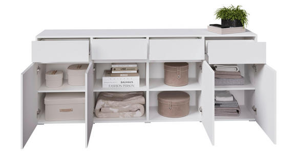SIDEBOARD  200/79,6/39,8 cm 4 Schublade(n)  - Silberfarben/Weiß, Design, Holzwerkstoff/Kunststoff (200/79,6/39,8cm) - Xora