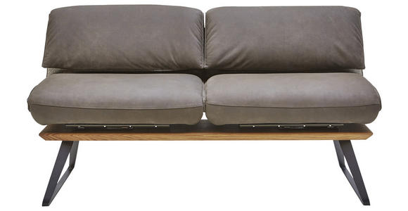 SITZBANK in Holz, Textil, Leder Anthrazit, Braun, Beige - Anthrazit/Beige, Design, Leder/Holz (164/83-113/74-106cm) - Ambiente