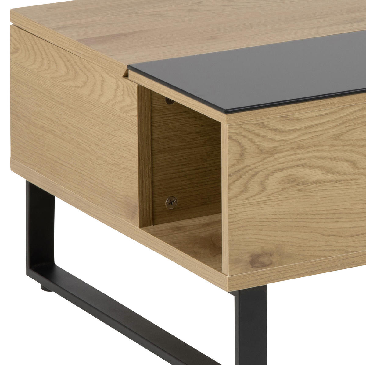 DOHÁNYZÓASZTAL fém, Üveg, faalapú anyag 110/60/35 cm   - fekete/tölgyfa, Design, faalapú anyag/Üveg (110/60/35cm) - Livetastic