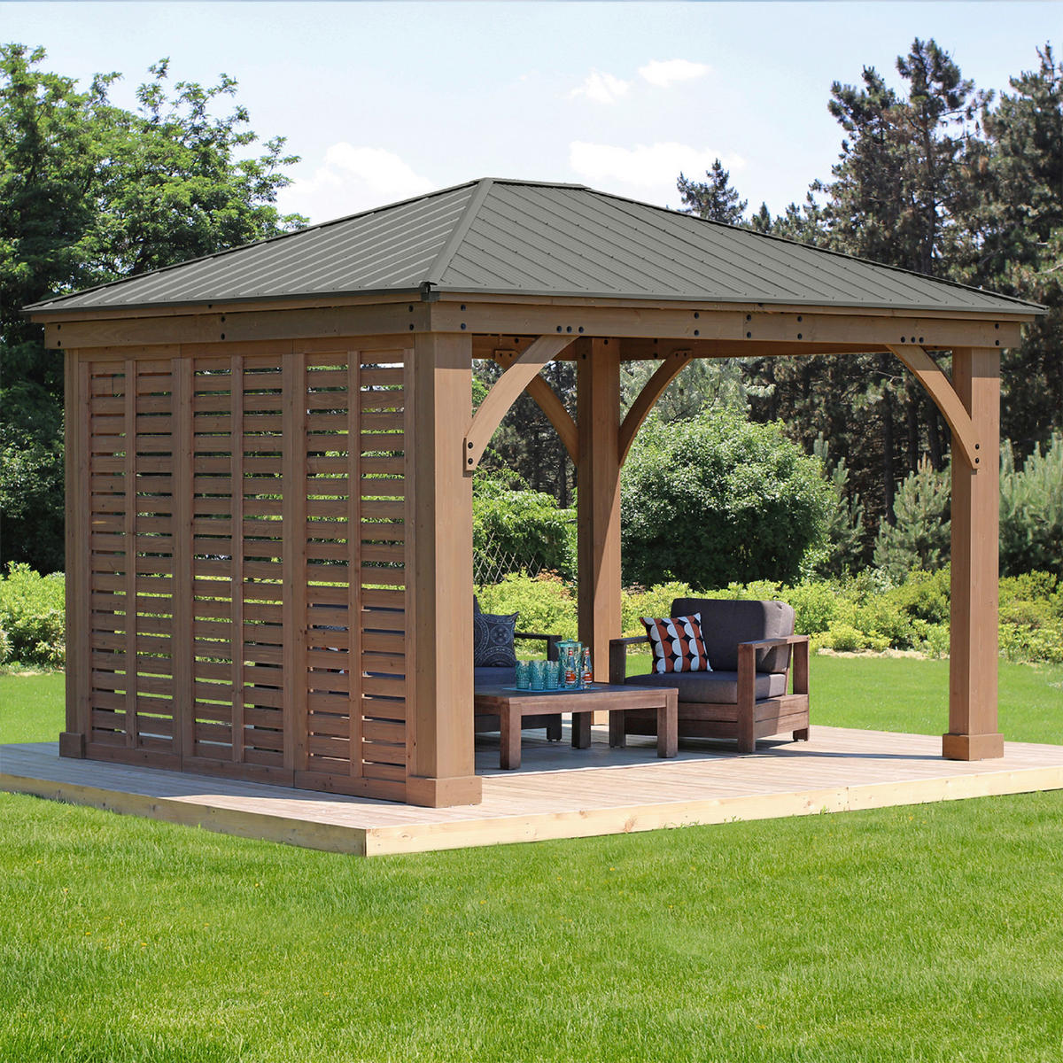 PAVILLON-SEITENTEIL 322,6/226,7/7,6 cm  - Naturfarben, Basics, Holz (322,6/226,7/7,6cm) - Ambia Garden