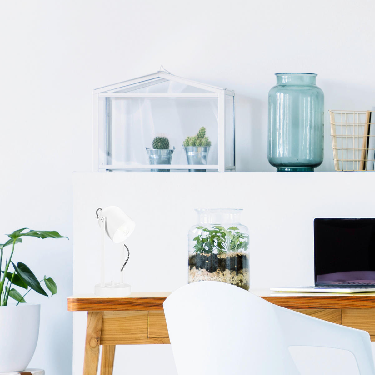 SCHREIBTISCHLEUCHTE   - Weiß, Design, Metall (34/14/14cm)