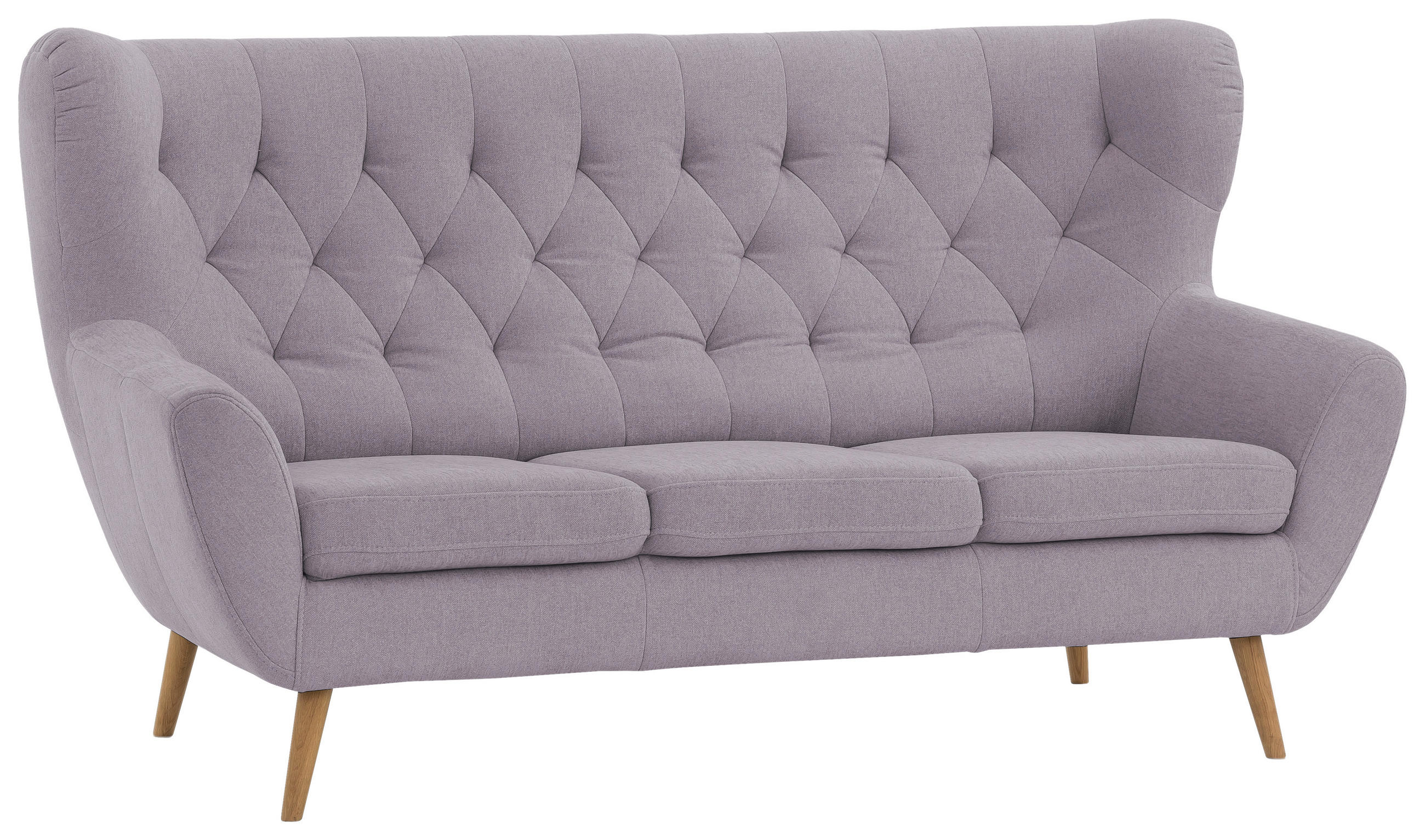 3-SITZER-SOFA Webstoff Altrosa  - Eichefarben/Beige, Design, Holz/Textil (188/104/92cm) - Stylife