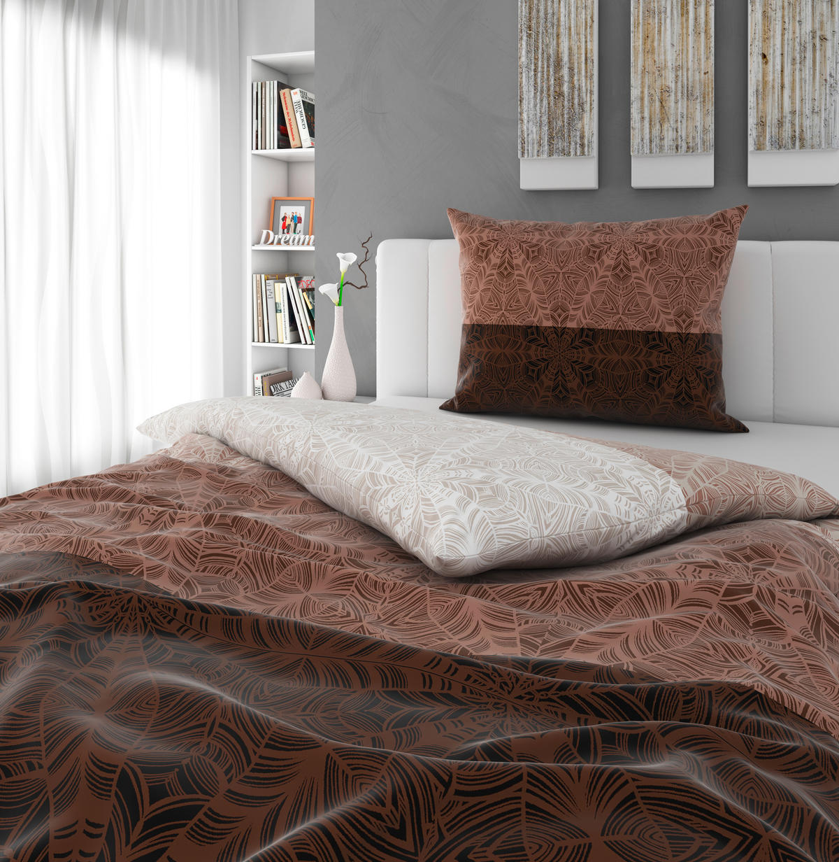 POSTEĽNÁ BIELIZEŇ, satén, taupe, 140/200 cm - taupe, Konventionell, textil (140/200cm) - Esposa