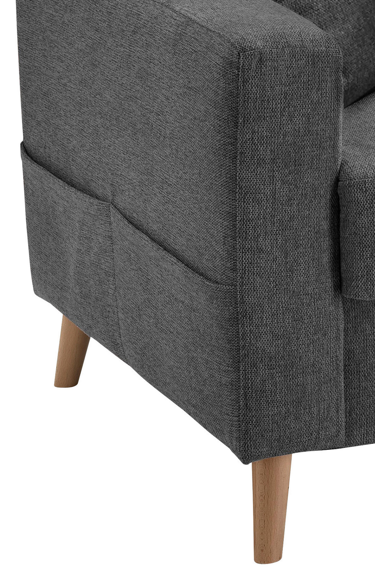 ECKSOFA Anthrazit Struktur  - Anthrazit/Naturfarben, KONVENTIONELL, Holz/Textil (228/150cm) - P & B