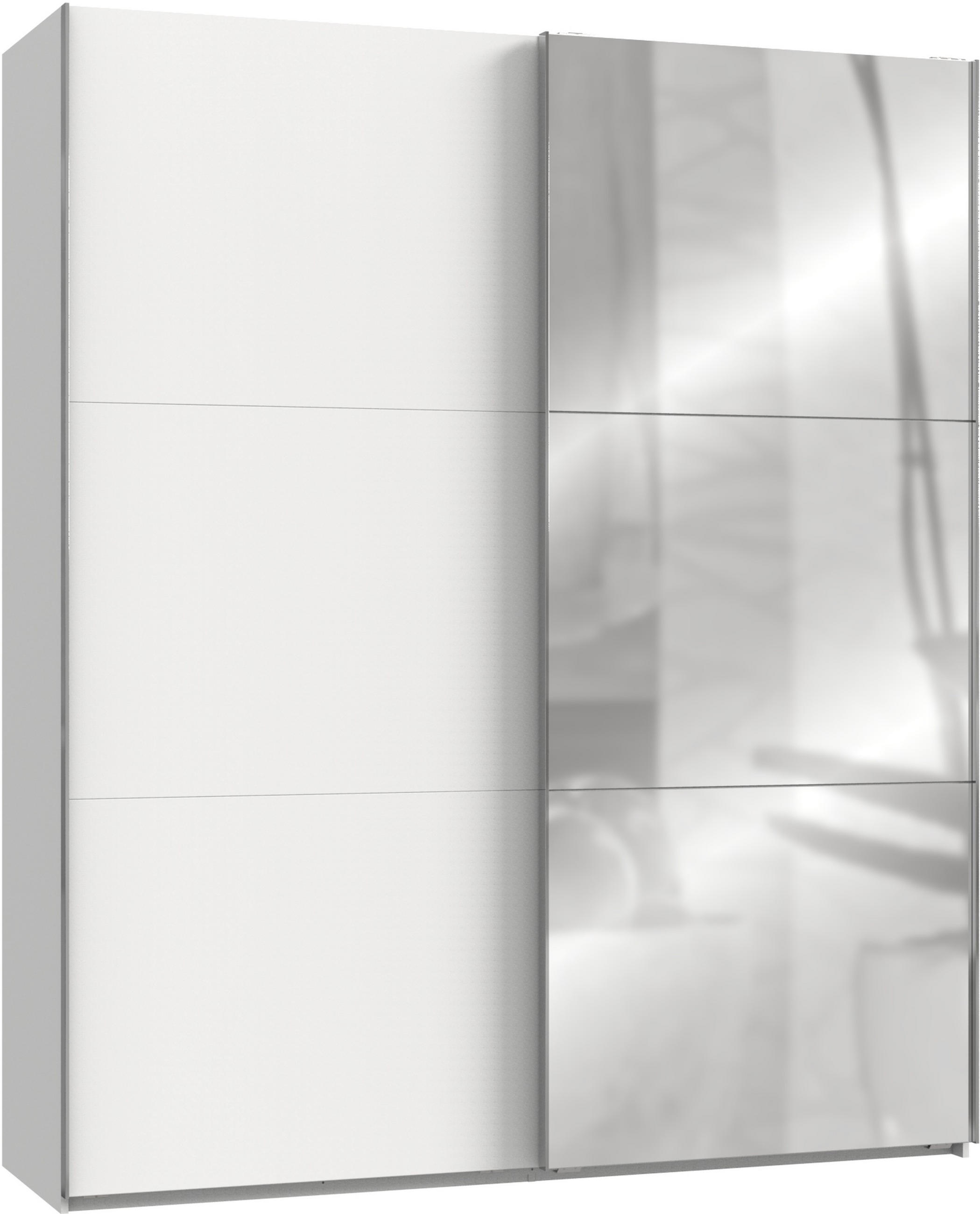 SCHWEBETÜRENSCHRANK in Weiss  - Chromfarben/Weiss, Modern, Holzwerkstoff/Metall (200/236/65cm) - MID.YOU