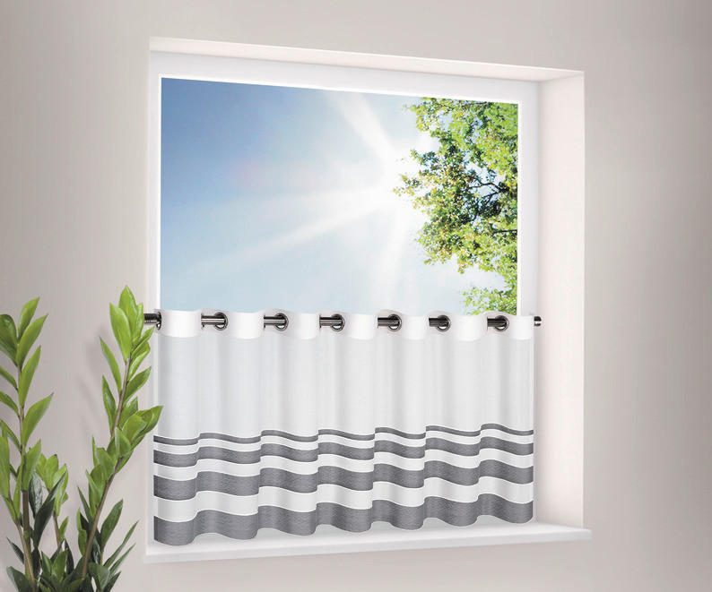 KURZGARDINE   140/50 cm   - Anthrazit/Weiß, KONVENTIONELL, Textil (140/50cm)