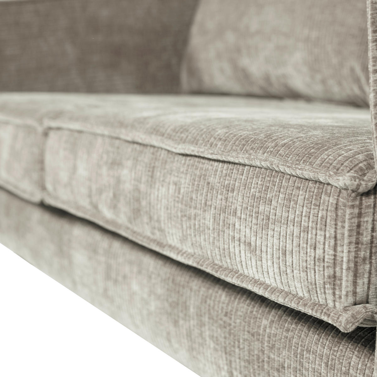 3-SITZER-SOFA Rodeo gerippt Sandfarben  - Sandfarben/Schwarz, MODERN, Textil/Metall (277/85/86cm) - Livetastic
