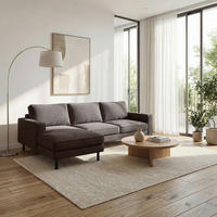 ECKSOFA Taupe Cord Rücken echt  - Taupe/Schwarz, Design, Textil/Metall (166/238cm) - Livetastic