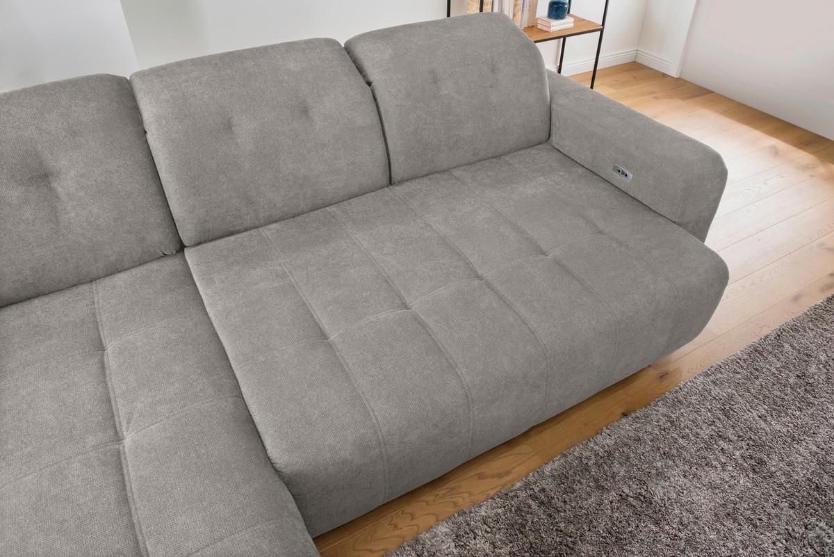 ECKSOFA Mikrofaser Grau  - Schwarz/Grau, Modern, Textil/Metall (185/292cm) - Livetastic