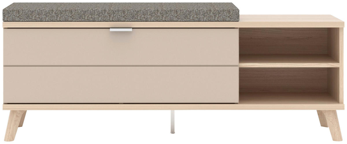 ELŐSZOBAPAD 130/51/38 cm  - világosszürke/króm, Design, faalapú anyag/textil (130/51/38cm) - Stylife