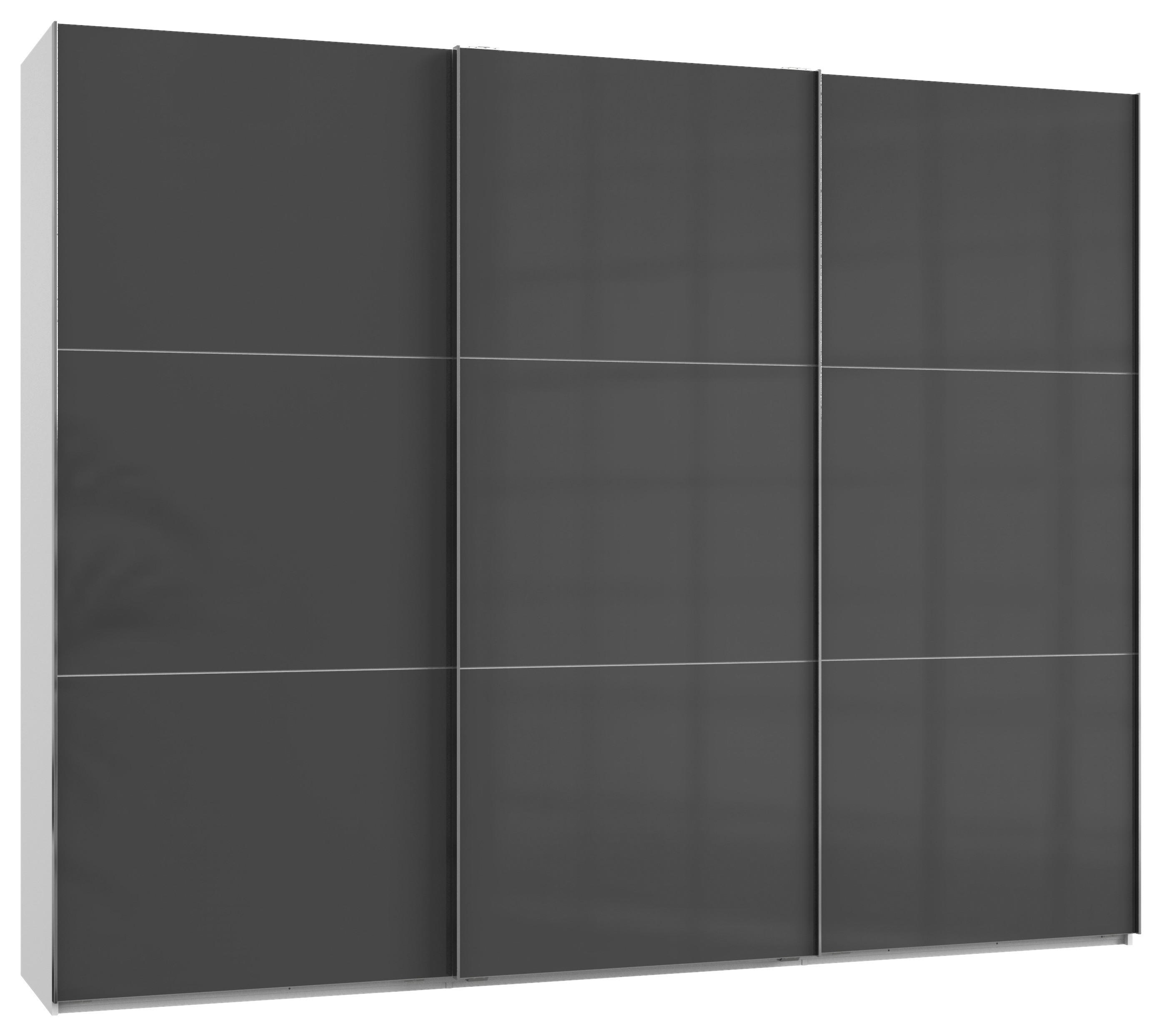 SCHWEBETÜRENSCHRANK 3-türig Grau, Weiß  - Chromfarben/Weiß, MODERN (300/236/65cm) - MID.YOU