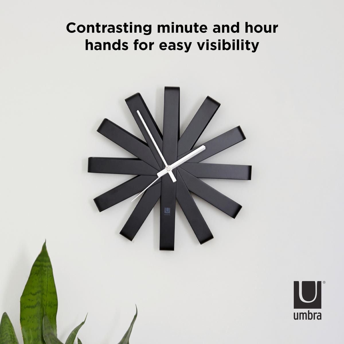 WANDUHR Schwarz 30/30/7 cm  - Schwarz, Basics, Metall (30/30/7cm) - Umbra
