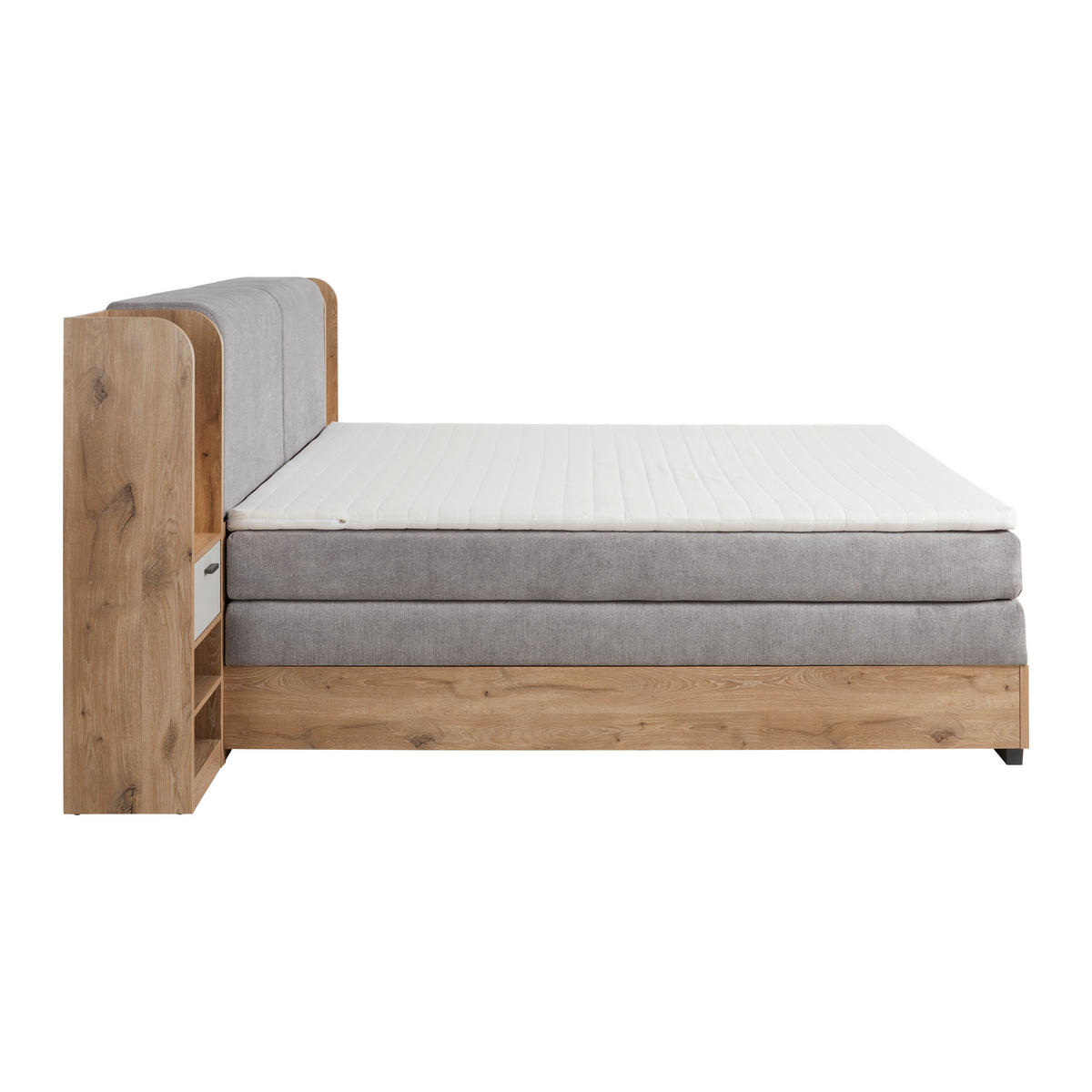 POSTELJA BOXSPRING 180 cm   x 200 cm  , leseni material barve hrasta, svetlo siva  - barve hrasta/barve grafita, Trendi, umetna masa/tekstil (180/200cm) - Xora