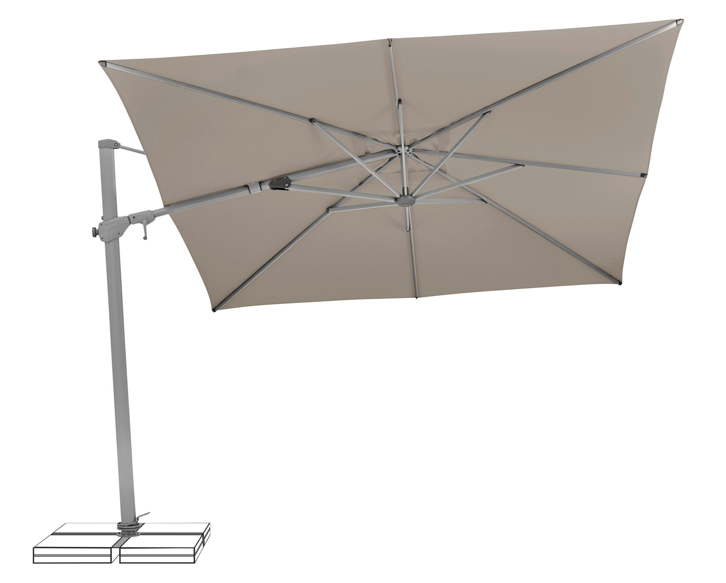 AMPELSCHIRM 300x300 cm Taupe  - Taupe/Silberfarben, KONVENTIONELL, Textil/Metall (300/300cm) - Suncomfort by Glatz