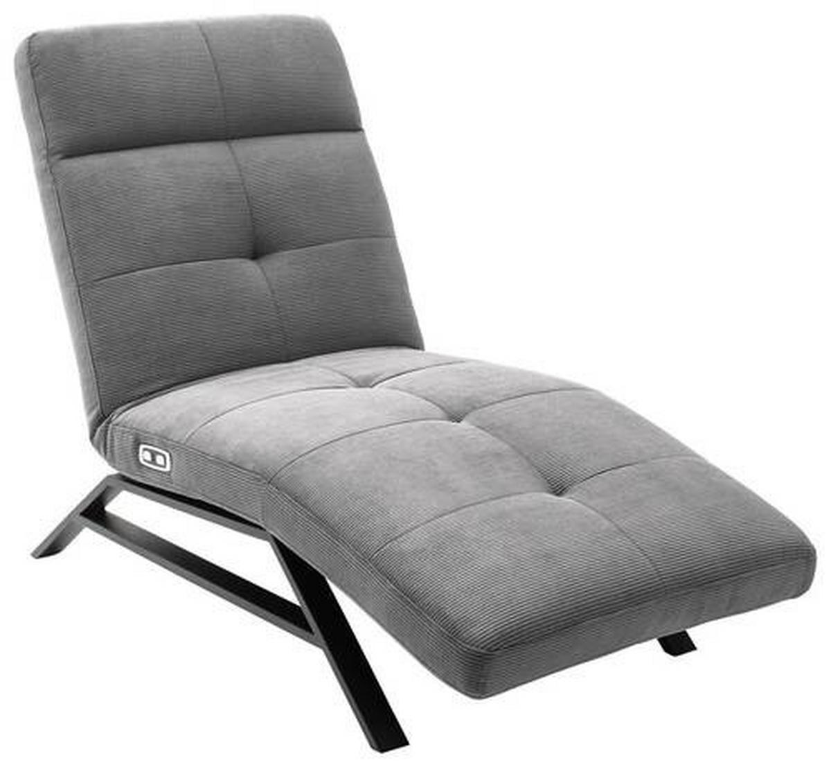 RELAXLIEGE in Cord Grau  - Schwarz/Grau, Design, Textil/Metall (80/54-113/158-198cm) - Pure Home Lifestyle