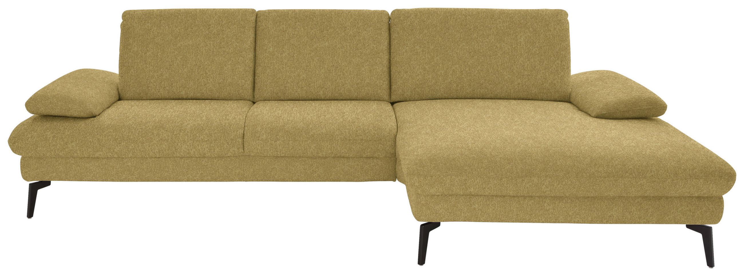 ECKSOFA in Chenille, Mikrofaser Hellgrün  - Schwarz/Hellgrün, Design, Textil/Metall (299/157cm) - Dieter Knoll