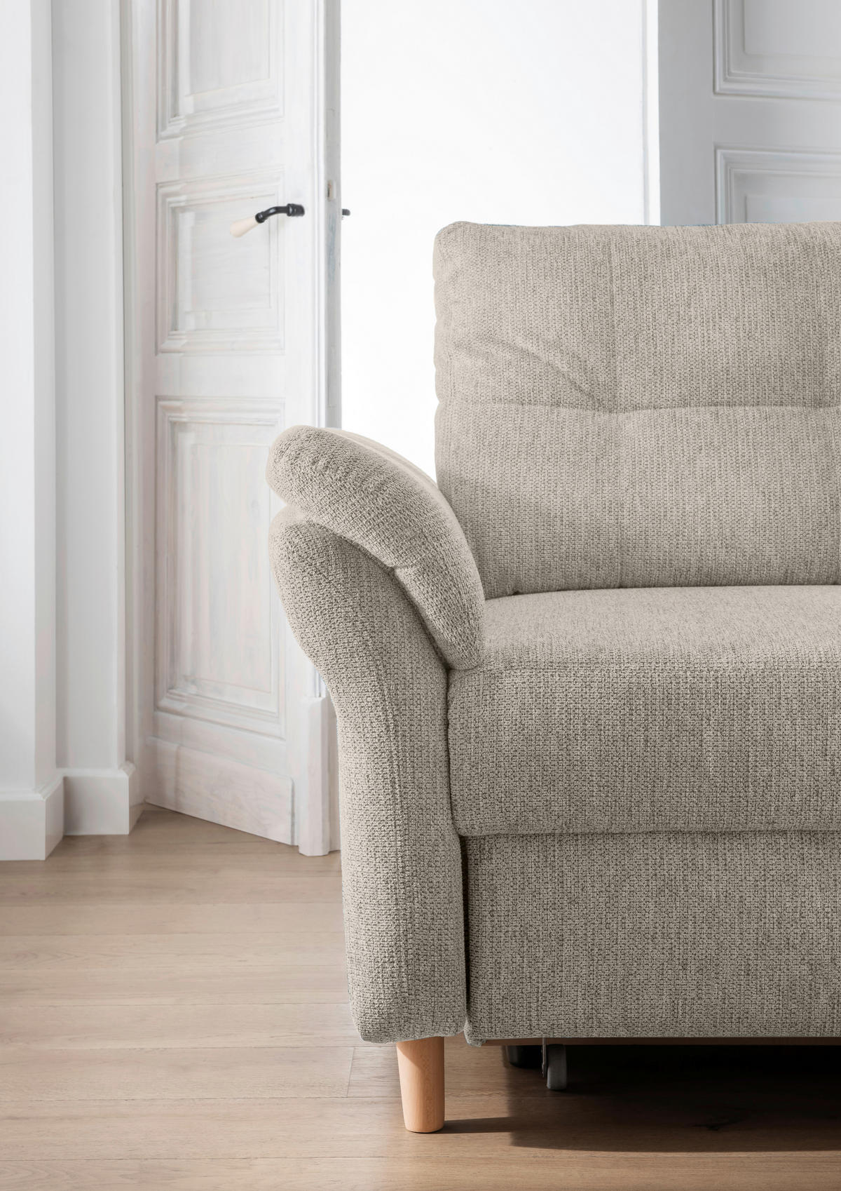 ECKSOFA in Chenille Beige  - Beige/Naturfarben, Modern, Holz/Textil (250/176cm) - Livetastic