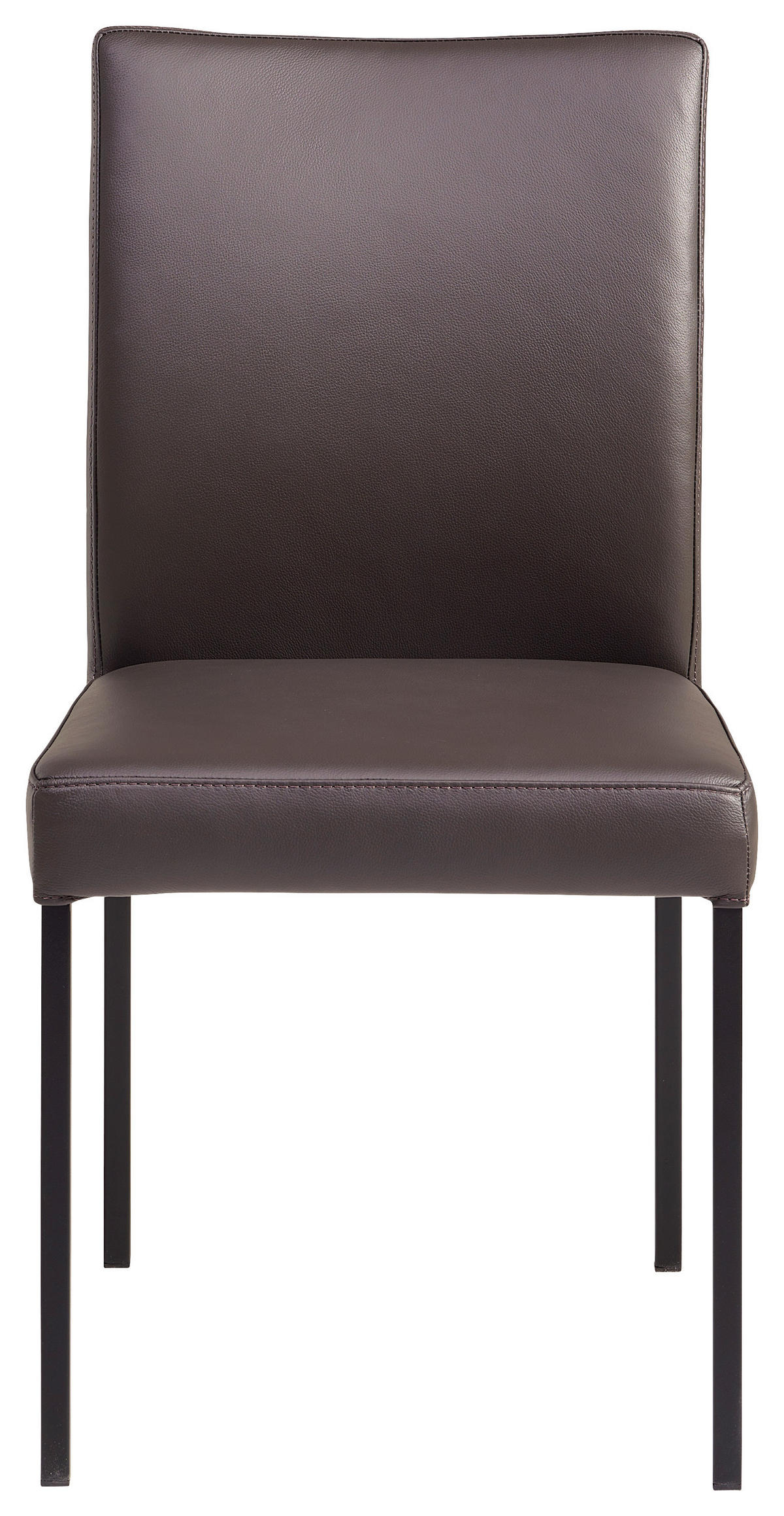 STUHL Echtleder Cappuccino  - Schwarz/Cappuccino, MODERN, Leder/Metall (45,5/86/57,5cm) - Livetastic